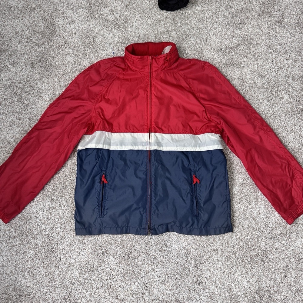 Vintage McGregor Sailing Jacket Men L Red Navy White Windbreaker 90s Americana